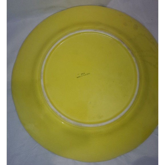 Vintage Majolica Secla Yellow Cabbage Leaf Platter Chop Plate 13" As Pictured - Picture 6 of 10